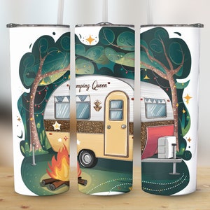 Camping Queen 20 oz Skinny Tumbler Sublimation Design Digital Download PNG Instant digital only, Tumbler Wrap, Tumbler Png,