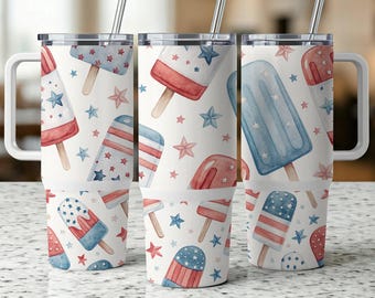 4th of July Tumbler Wrap: Patriotic Popsicles PNG (Digital Download)