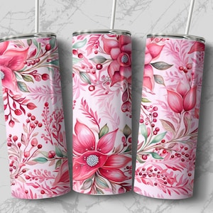 Pink Christmas 20 oz Skinny Tumbler Sublimation Design, Straight & Tapered Wrap, Tumbler Wrap, Tumbler Png, Instant Download