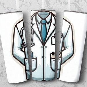 Doctors Coat 20 oz Skinny Tumbler Sublimation Design, Straight & Tapered Wrap, Tumbler Wrap, Tumbler Png, Instant Download