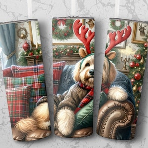 Christmas Dog 20 oz Skinny Tumbler Sublimation Design, Straight & Tapered Wrap, Tumbler Wrap, Tumbler Png, Instant Download