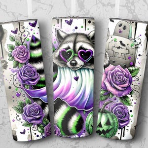 Halloween Raccoon 20 oz Skinny Tumbler Sublimation Design Digital Download PNG Instant digital only, Tumbler Wrap, Tumbler Png,