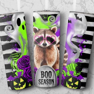 Halloween Raccoon 20 oz Skinny Tumbler Sublimation Design Digital Download PNG Instant digital only, Tumbler Wrap, Tumbler Png,