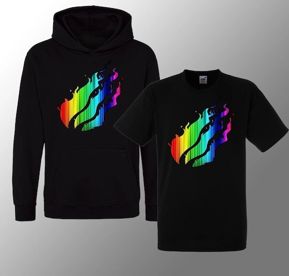 Flames Rainbow Print Effect Hoodie or T shirt for Kids Unisex Gift Etsy