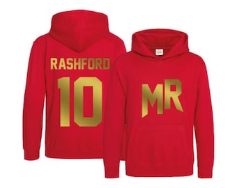 Kids Marcus Rashford Number 10 Hoodie Unisex Soccer Footballer Boys Hoodie Girls