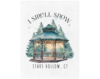 I Smell Snow Winter Festival Gazebo Where you lead Velveteen Minky Blanket