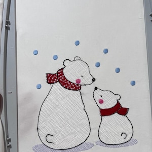 Christmas Polar Bears machine embroidery design, festive embroidery design, Christmas  embroidery design, mom and baby machine embroidery