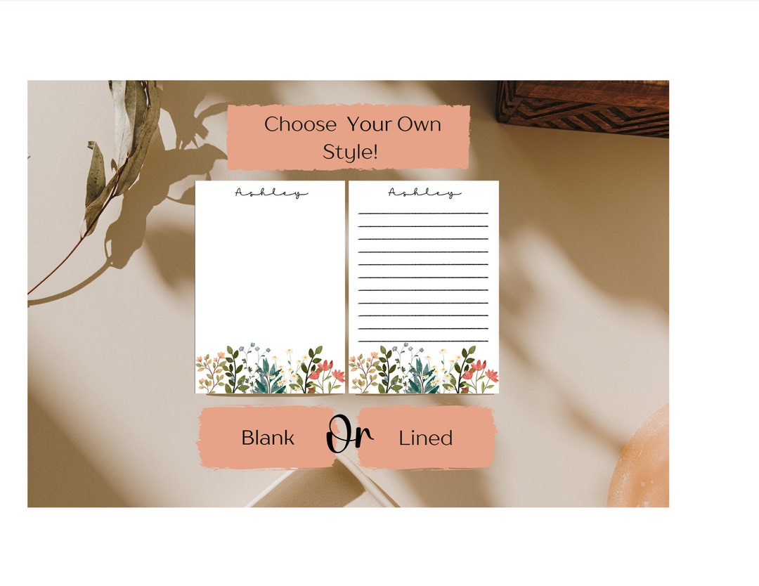 Personalized Floral Notepad With Custom Name Personalized Stationery ...