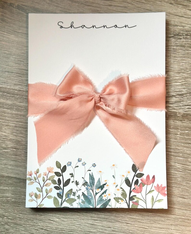 Personalized notepad with name floral stationery custom office supply