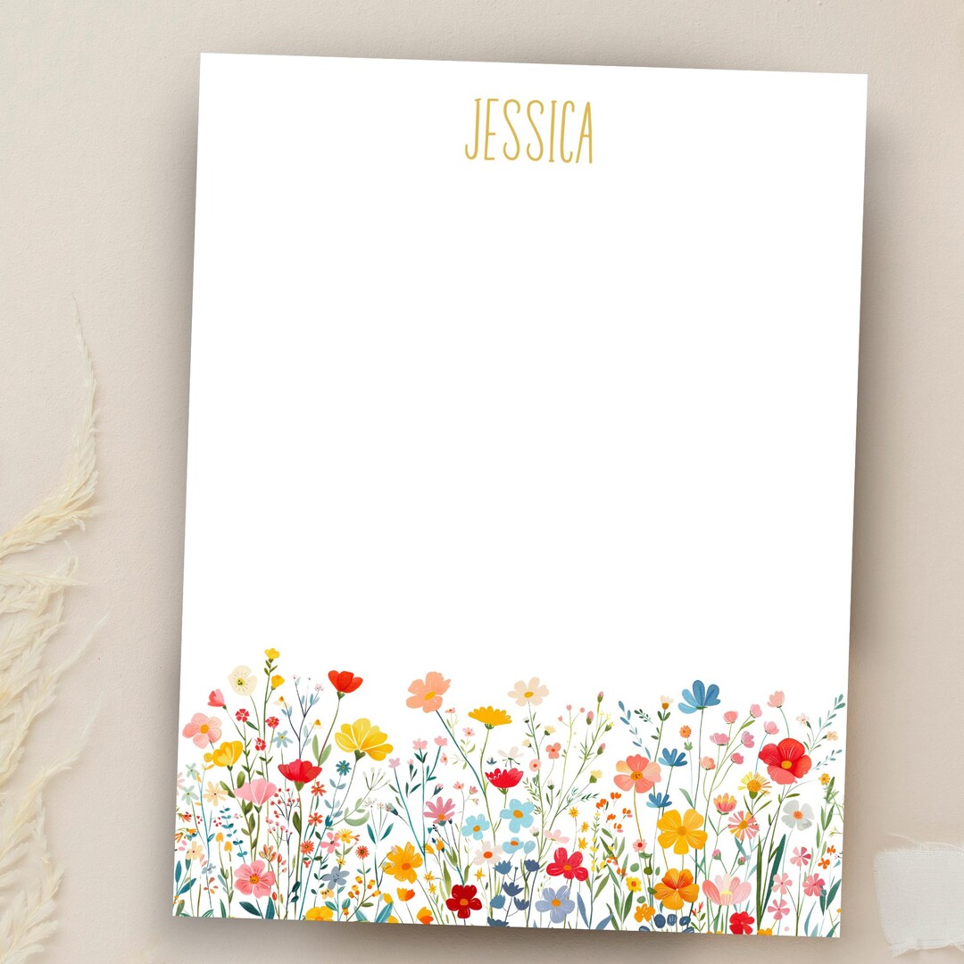 Personalized Floral Notepad Wildflower Stationery Custom Wedding ...