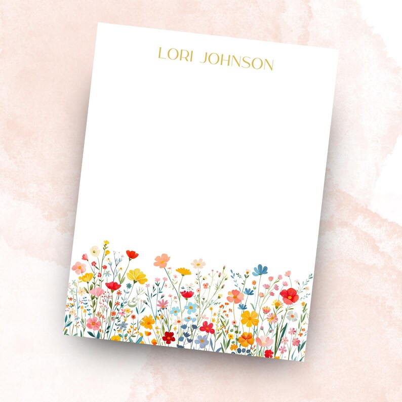 Personalized Floral Notepad Wildflower Custom Name Pad Custom ...