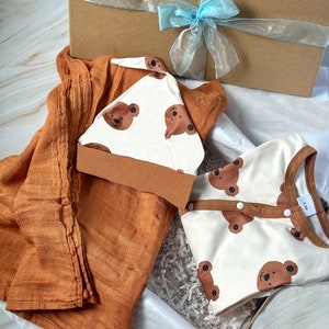 Boy Baby bear coming home outfit for baby boy bear print baby clothes boy bear baby romper bear themed baby shower gift infant bear apparel
