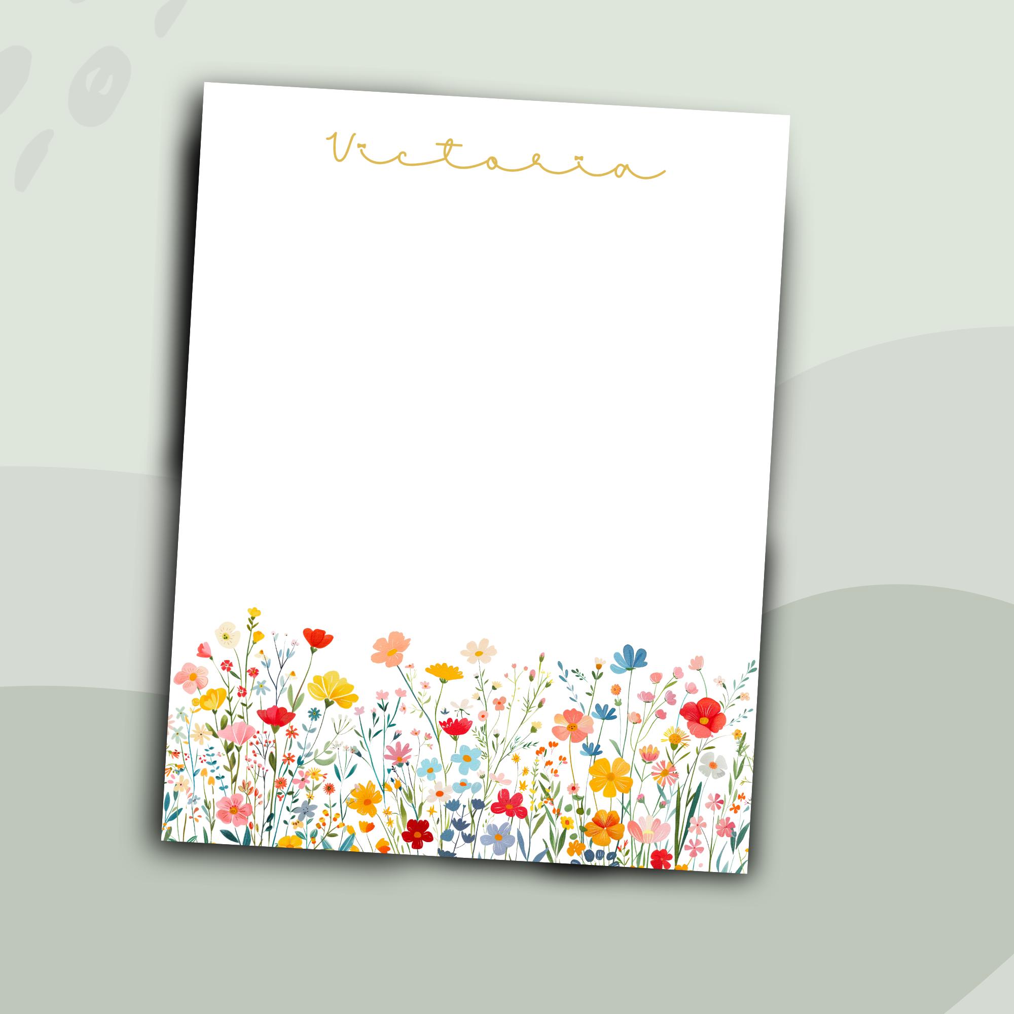 Personalized Floral Notepad Wildflower Custom Name Pad Custom ...