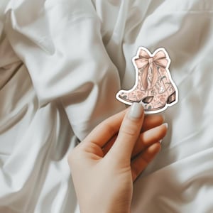 Cowgirl Boot Sticker for Laptop Coquette Cowgirl Western Boot Design Western Style Coquette Bow Boot Graphic Floral Decor Cowgirl Aesthetic