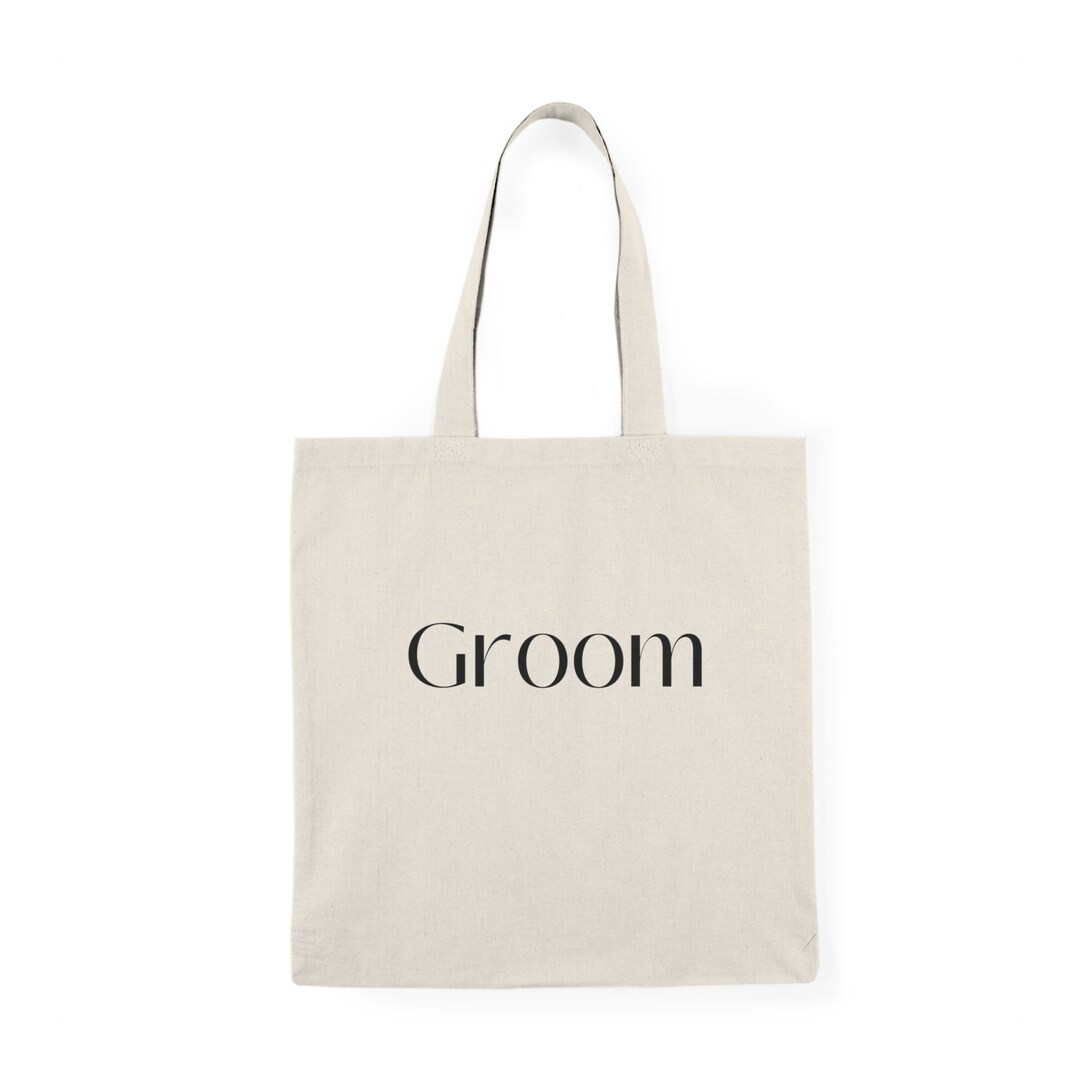 Groom Natural Tote Bag Bride and Groom Matching Wedding Gifts, Elegant