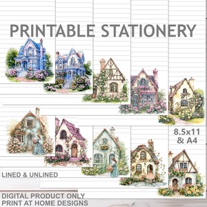 Frühling Viktorianische Häuser Briefpapier Set 10 Mega Pack zum Ausdrucken