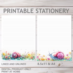 Cancelleria stampabile per posta lumaca in formato A4 e 8,5x11 US Letter Stampa a casa Foderata Senza righe Carta da lettere Wildflower Pink Floral Pen Pal