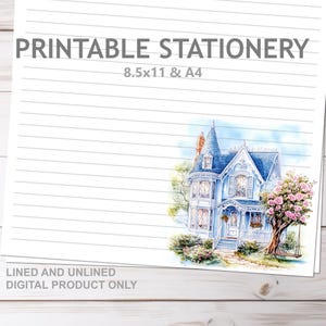 Niedliches skurriles Victorian Home Printable Briefpapier in A4 & 8.5x11 US Letter Größe