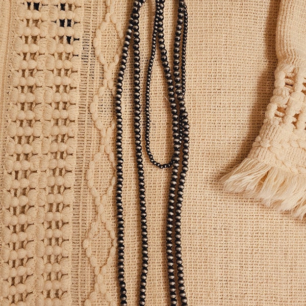 Navajo Pearl Necklaces Boho Inspired. (4mm and 6mm Faux Navajo Pearls, sterling silver and magnetic removable clasp)