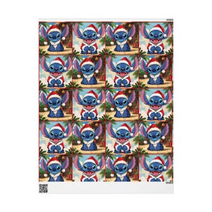 Stitch Christmas Wrapping Paper, Holiday Gift Wrap, Festive Present Packaging