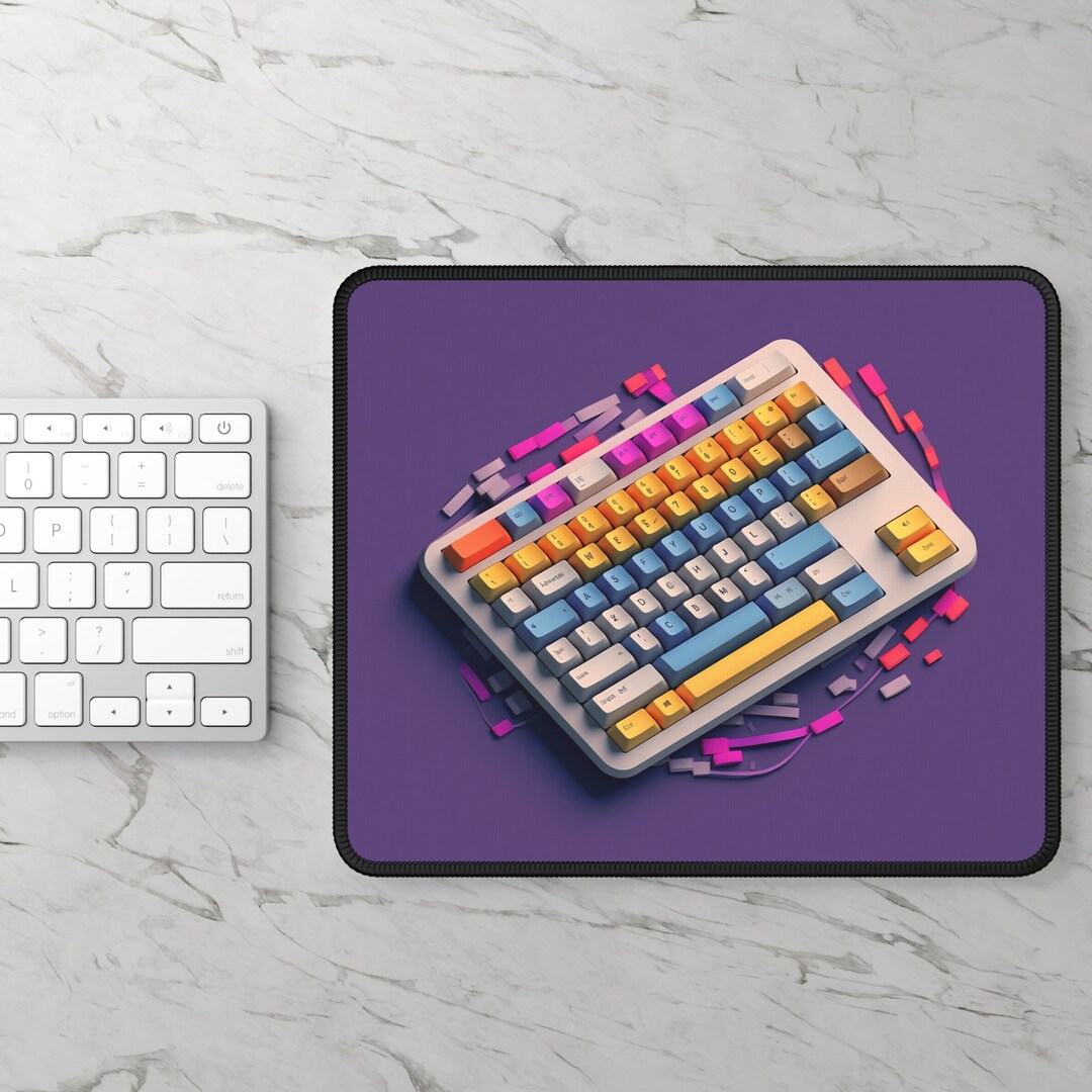 Abstract Mechanical Keyboard Design Gaming Mouse Pad Purple Aesthetic