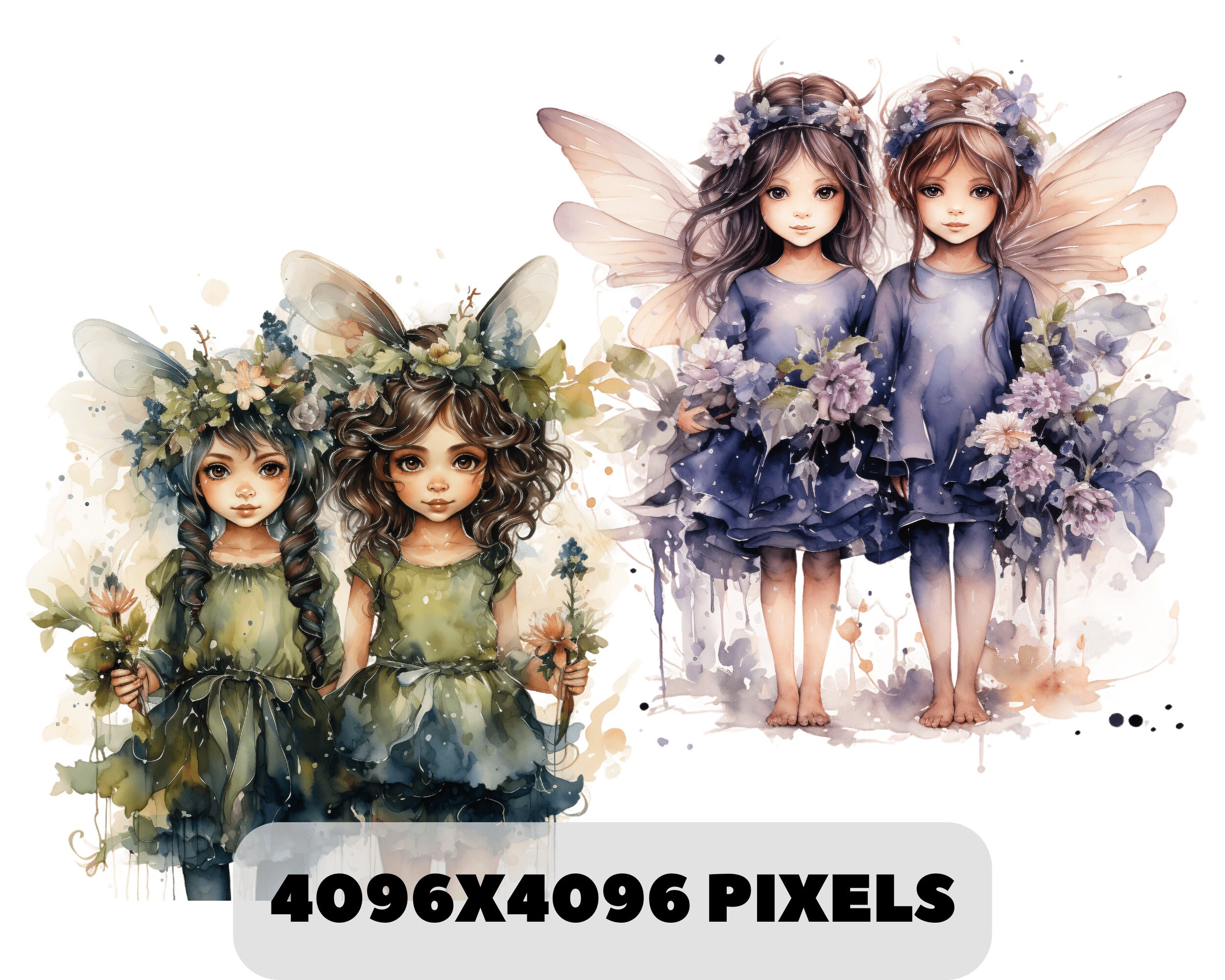 Watercolor Fairy Clipart PNG Fantasy Watercolor Clipart Bundle - Etsy