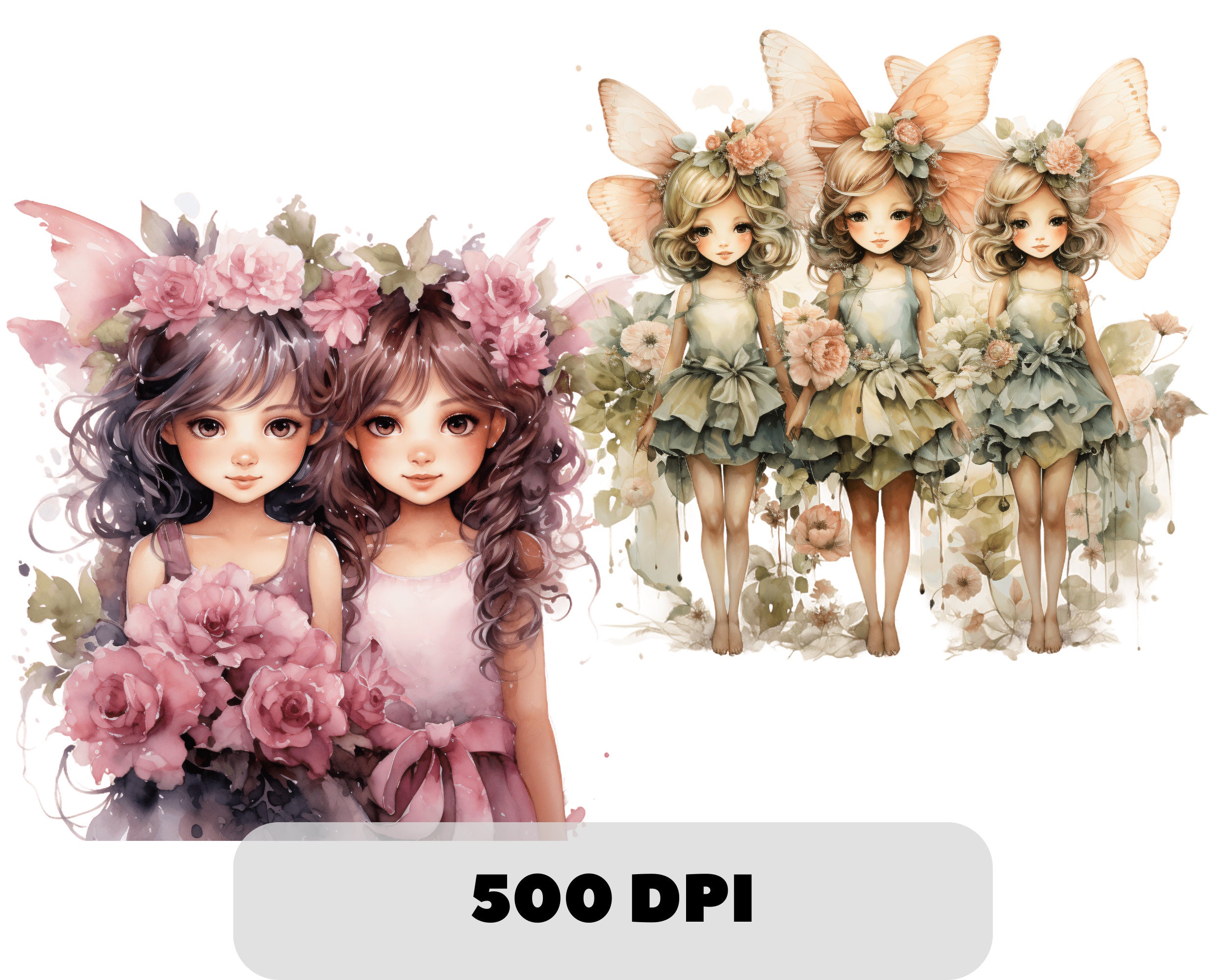 Watercolor Fairy Clipart PNG Fantasy Watercolor Clipart Bundle - Etsy