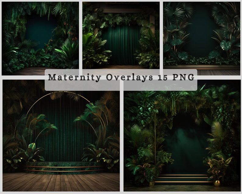 Digital Jungle Backdrop, Event Digital Backdrops Bundles, Greenery ...