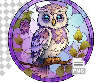 Owl Wind Spinner Stained Glass Sublimation Design Template, Wind Spinner PNG, 10inch Round Sublimation, Round Hanging Spinners Print