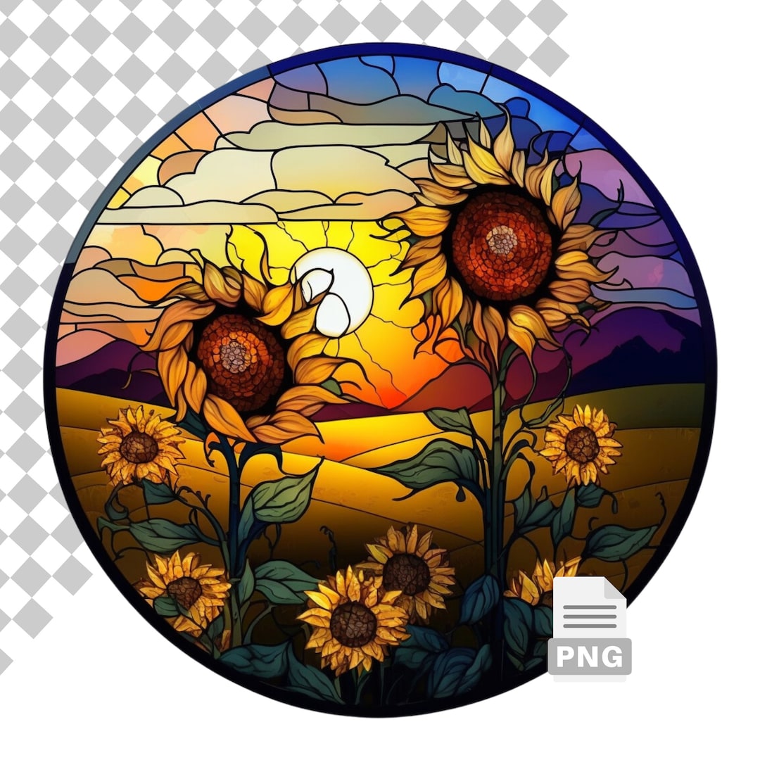 Sunflowers Stained Glass Sublimation Design for Wind Spinners, T-shirts ...