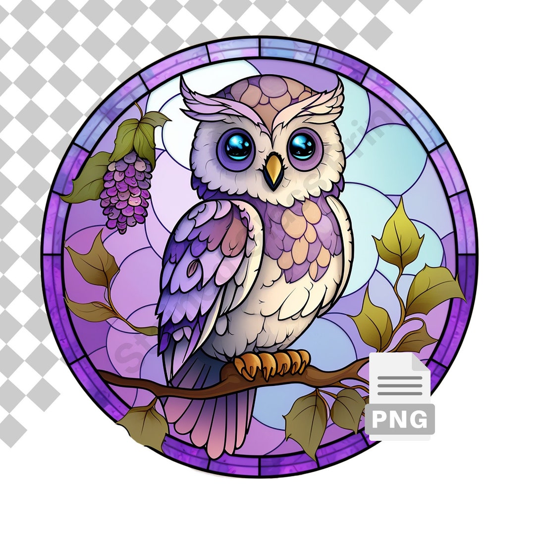 Owl Wind Spinner Stained Glass Sublimation Design Template, Wind ...