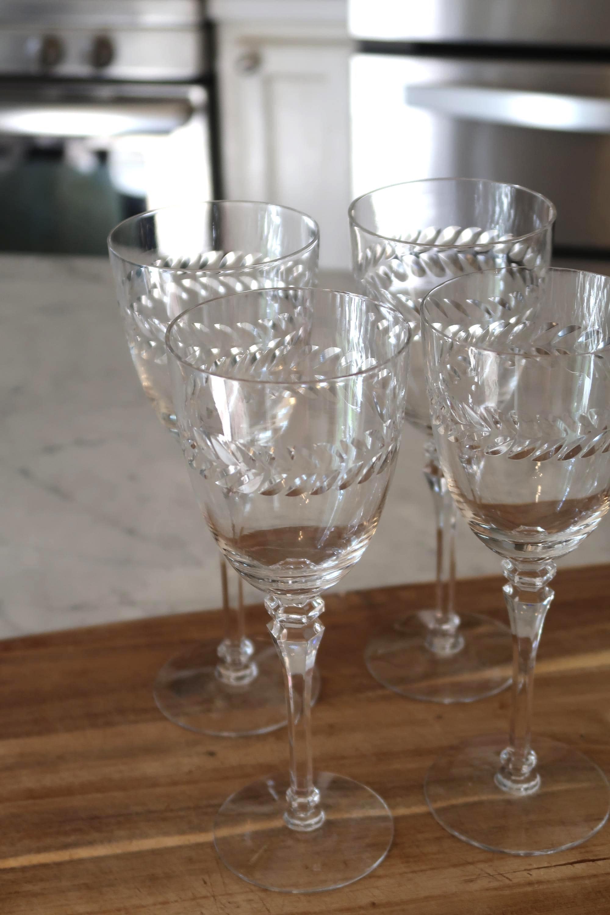 Leaf Etched Crystal Goblet - Etsy