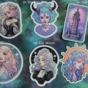 Pastel Goth Tarot Card 6 Stickers PICK ANY 6, Pastel Goth Major Arcana Sticker, Premium Vinyl Goth Stickers, Major Arcana Vinyl Stickers