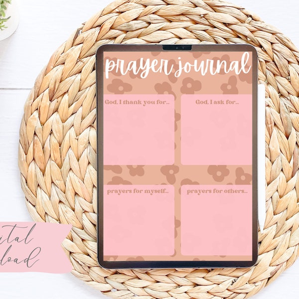 Prayer Journal Digital Notepad | Digital Bible Tracker | Scripture Digital Note Page | Bible Reading Plan | Instant Download