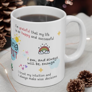 Manifesting Mug Motivational Mindfulness mug Gift Self Care Vision Board Mug Affirmation mug Wellbeing present Manifesting Xmas Gift