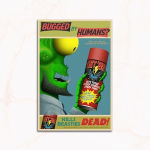 Pesky Humans - a humorous take on vintage bug spray advertisements in a fabulous digital download work of art.