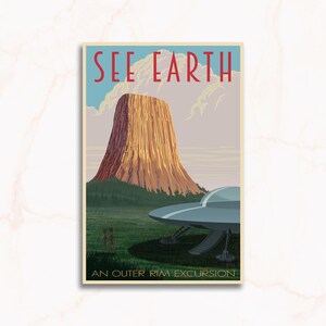 See Earth - A humors twist on a close encounter by aliens visiting Devils Tower in a fabulous digital download work of art.