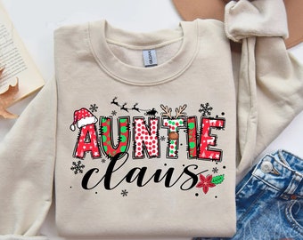 Christmas Gift for Aunt, Christmas Aunt PNG Instand Download, Auntie Claus Sweatshirts, Sweaters for Aunt, Aunt Gift, Aunt Announcement