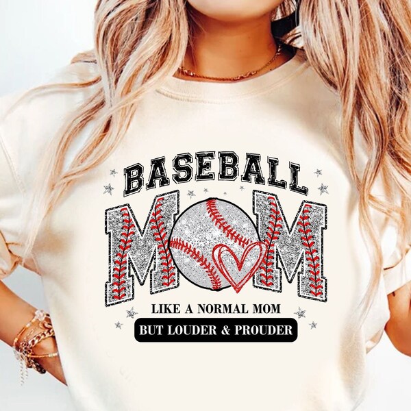 Baseball Mom Png, Varsity, Distressed, Baseball Mama, Loud And Proud Baseball Mom Sublimation Design Downloads, Glitter Baseball Png