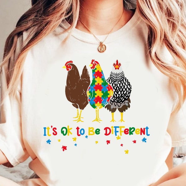 It's Ok to Be Different Cute Chickens Autism Awareness PNG Instant Download, Autism Awareness PNG Support Squad, Disease, Asperger Syndrome