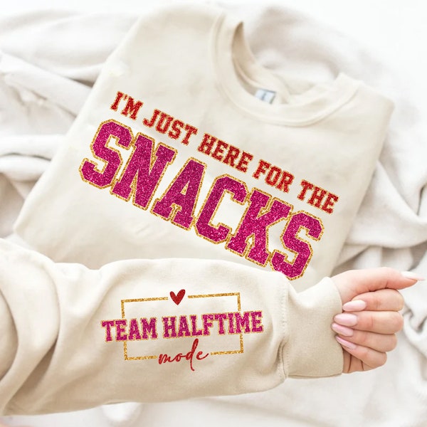 I'm Just Here for the Snacks Sparkly Faux Sequins Superbowl PNG,Game Day Shirt Design,Trendy Superbowl PNG,Sleeve Sublimation,Funny Football