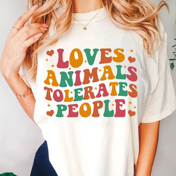 Loves Animals Tolerates People PNG, Gift for Dog Mom, Pet Lovers Shirt,  Vet Tech PNG, Vet School Gifts, Gift for Veterinarian,Cat Lover PNG