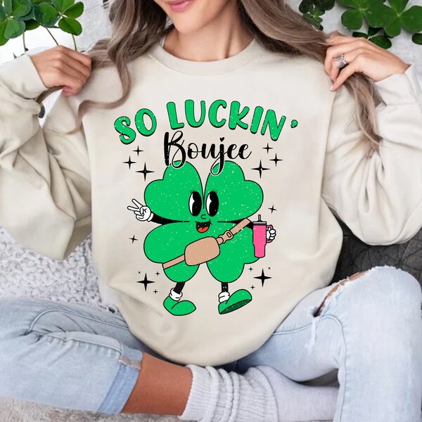 So Luckin Boujee Shamrock St Pattys Day Tumbler Inspired Belt Bag Png Instand Download, Sticker Tumbler Idea, Funny Shamrock Png, Clover Png