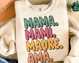 Spanish Mothers Day Png, Retro Madre Png Sublimation, Dots Png, Groovy Mama Png, Mother's Day Png, Mama Sublimation Png, Retro Mama Png