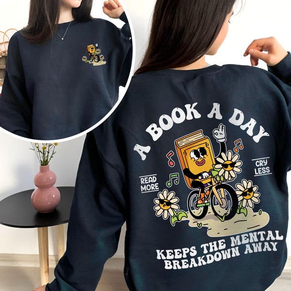 Trendy Aesthetic For Book Lovers Png, A Book A Day Keep The Mental Breakdown Away Png, Book Gift, Reading Book, Bookworm Gift,Book Club Gift