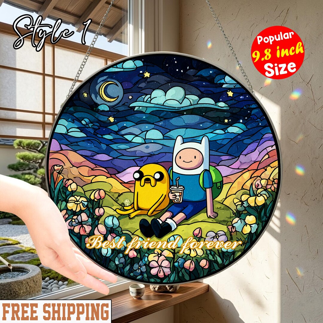Jake Window Adventure Time Best Friends Suncatcher, Finn and Jake Stained Glass ...