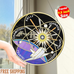 NASA STS-134 Mission Patch Suncatcher | Space Shuttle Endeavour Stained Glass Window Hanging | Astronaut NASA Fan Decor Gift