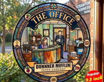 The Office Suncatcher, Dunder Mifflin Stained Glass, The Office Fan Gift, Scranton, 9.8 Inch