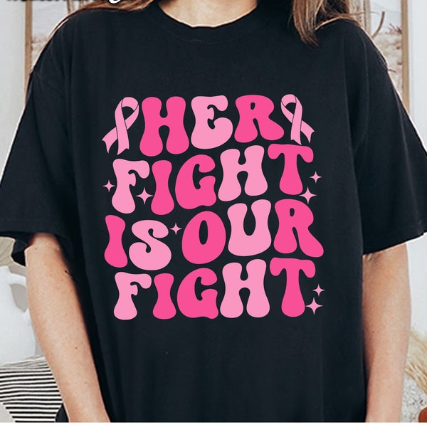 Her Fight Is Our Fight Png, Breast Cancer Awareness Png, Breast Cancer Rainbow Heart Ribbon Png , Sublimation, Digital Download
