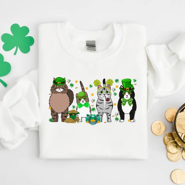 Camisa linda del día de San Patricio de los gatos, camisa del día de San Patricio del amante de los gatos, regalo de la mamá del gato, camisa de la suerte, ropa del día de San Patricio, regalo para ella